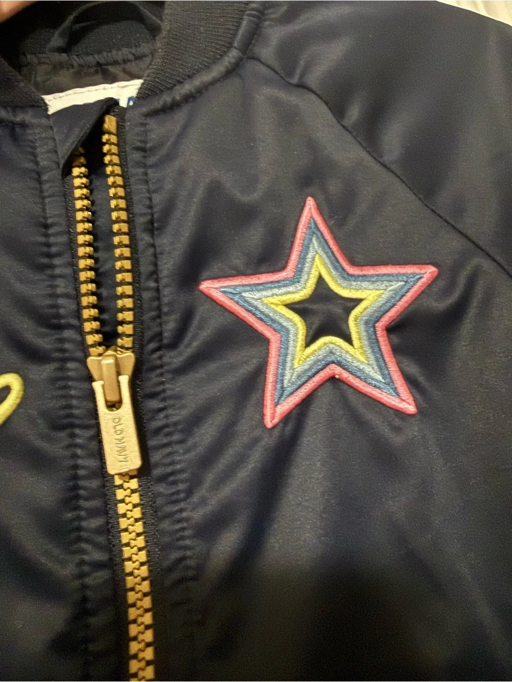 💙Old Navy 💙 Navy Bomber Jacket with Multicolor Patch Details